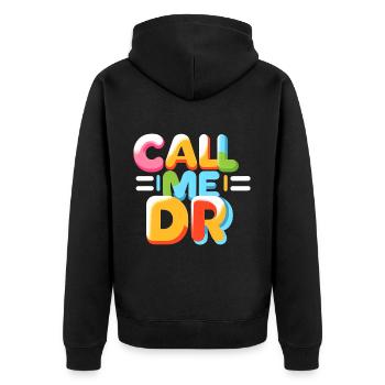 Call Me Dr 34 - Unisex Premium Organic Zip Hoodie - black - Back - Nico (187cm)