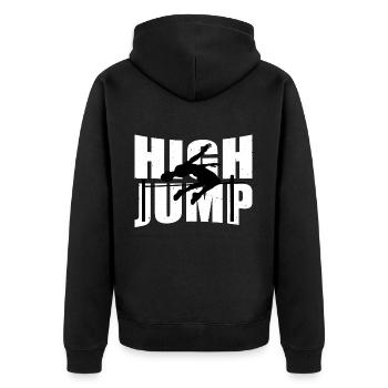High Jump 3 - Unisex Premium Bio Zip Hoodie - Schwarz - Hinten - Nico (187cm)