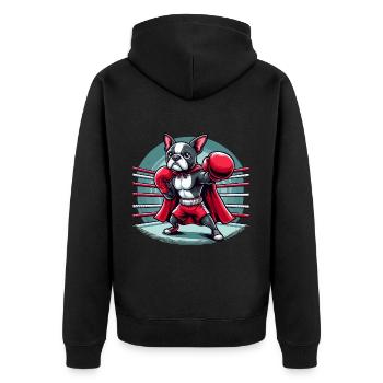 Hundeboxen - Unisex Premium Bio Zip Hoodie - Schwarz - Hinten - Nico (187cm)
