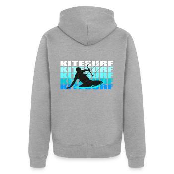 Kitesurf - Unisex Premium Bio Zip Hoodie - Grau meliert - Hinten - Nico (187cm)