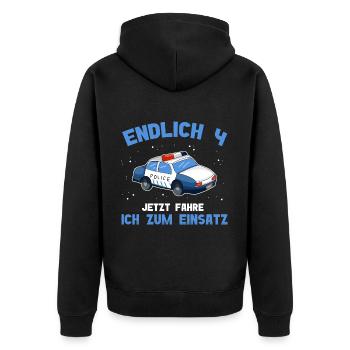 4 Geburtstag Polizei 4 Jahre Alt - Unisex Premium Bio Zip Hoodie - Schwarz - Hinten - Nico (187cm)