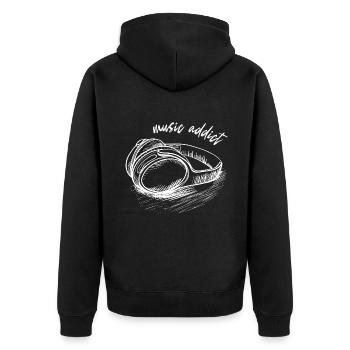 "music addict" - addicted to music - headphones - Unisex Premium Organic Zip Hoodie - black - Back - Nico (187cm)