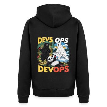 Devops - Unisex Premium Bio Zip Hoodie - Schwarz - Hinten - Nico (187cm)