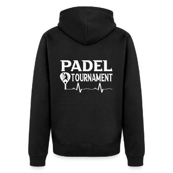 Padel - Unisex Premium Organic Zip Hoodie - black - Back - Nico (187cm)