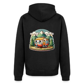 Camping Camper Wohnwagen Kinder - Unisex Premium Bio Zip Hoodie - Schwarz - Hinten - Nico (187cm)