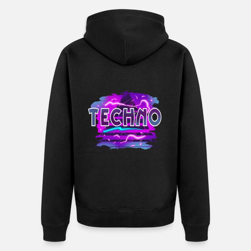 Techno - Unisex Premium Bio Zip Hoodie - Schwarz