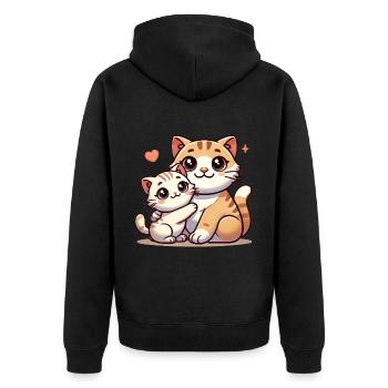 Parent chat aimant avec enfant - Veste à capuche bio Premium Unisexe - noir - Dos - Nico (187cm)