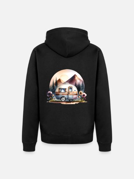 camping - Unisex Premium Organic Zip Hoodie - black