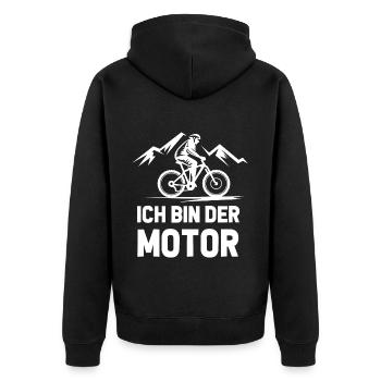 Fahrrad Mountainbike Rennrad E-Bike Fahrradfahrer - Unisex Premium Bio Zip Hoodie - Schwarz - Hinten - Nico (187cm)