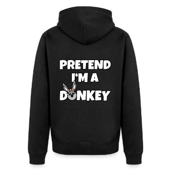 Pretend I'm a Donkey – Einfaches Esel-Kostüm - Unisex Premium Bio Zip Hoodie - Schwarz - Hinten - Nico (187cm)
