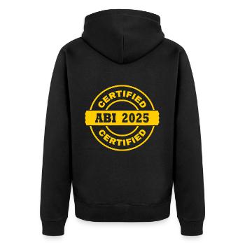 abi 2025 - Unisex Premium Bio Zip Hoodie - Schwarz - Hinten - Nico (187cm)