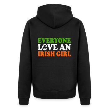everyone loves an irish girl - Unisex Premium Bio Zip Hoodie - Schwarz - Hinten - Nico (187cm)