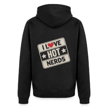 I Love Hot Nerds 24 - Unisex Premium Bio Zip Hoodie - Schwarz - Hinten - Nico (187cm)