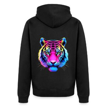 Neon Tiger - Unisex Premium Bio Zip Hoodie - Schwarz - Hinten - Nico (187cm)