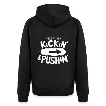 Skateboarding Keep On Kickin And Pushin - Unisex Premium Organic Zip Hoodie - black - Back - Nico (187cm)
