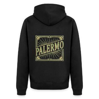 Palermo Italy City Font Vintage Retro Antique - Unisex Premium Organic Zip Hoodie - black - Back - Nico (187cm)