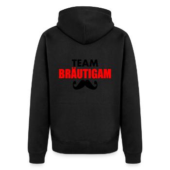 Team bräutigam - Unisex Premium Bio Zip Hoodie - Schwarz - Hinten - Nico (187cm)