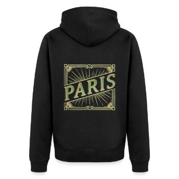 Paris France City Font Vintage Rétro - Veste à capuche bio Premium Unisexe - noir - Dos - Nico (187cm)