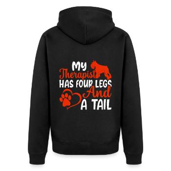 Zwergschnauzer Therapeut Hat Vier Beine Lustige - Unisex Premium Bio Zip Hoodie - Schwarz - Hinten - Nico (187cm)