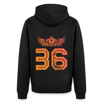 36 Number crown - Unisex Premium Organic Zip Hoodie - black - Back - Nico (187cm)