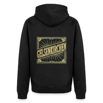 Gelsenkirchen Deutschland Stadt Schrift Vintage - Unisex Premium Bio Zip Hoodie - Schwarz - Hinten - Nico (187cm)