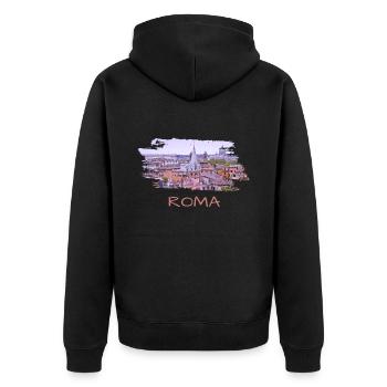 Roma Italia - Unisex Premium Bio Zip Hoodie - Schwarz - Hinten - Nico (187cm)