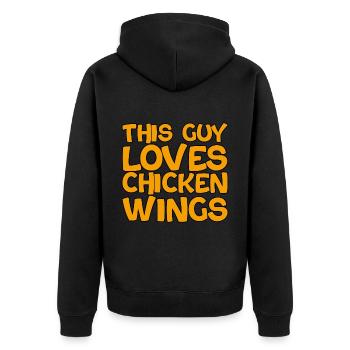 This Guy Loves Chicken Wings 2 - Unisex Premium Bio Zip Hoodie - Schwarz - Hinten - Nico (187cm)