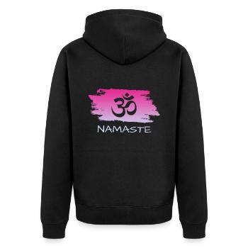 Namaste - Unisex Premium Bio Zip Hoodie - Schwarz - Hinten - Nico (187cm)