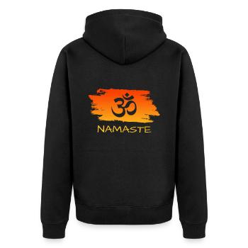 Namaste Yoga Om - Unisex Premium Bio Zip Hoodie - Schwarz - Hinten - Nico (187cm)