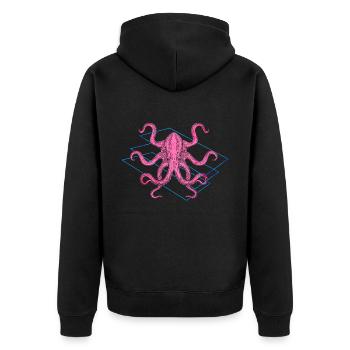 Farbiger Oktopus - Unisex Premium Bio Zip Hoodie - Schwarz - Hinten - Nico (187cm)