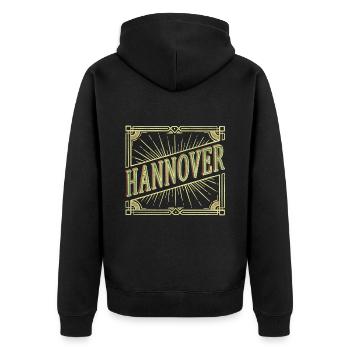 Hanovre Allemagne City Font Vintage Rétro - Veste à capuche bio Premium Unisexe - noir - Dos - Nico (187cm)