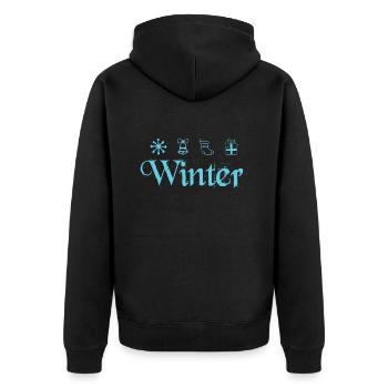 Winter Symbols Ski Sledge and Snowboarder - Unisex Premium Organic Zip Hoodie - black - Back - Nico (187cm)