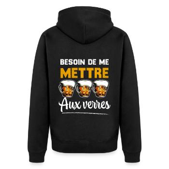 J'ai Besoin de me mettre aux verres - Veste à capuche bio Premium Unisexe - noir - Dos - Nico (187cm)