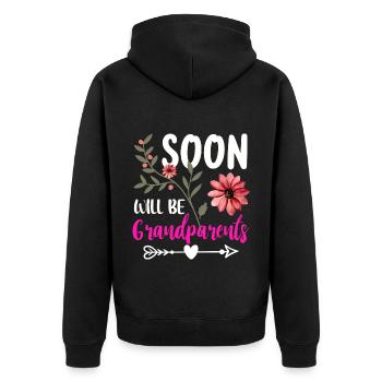 Bientôt nous serons grand-mère et grand-père, nous serons grands-parents - Veste à capuche bio Premium Unisexe - noir - Dos - Nico (187cm)