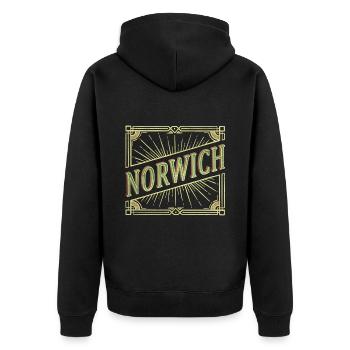 Norwich England UK City Font Vintage Retro - Unisex Premium Organic Zip Hoodie - black - Back - Nico (187cm)