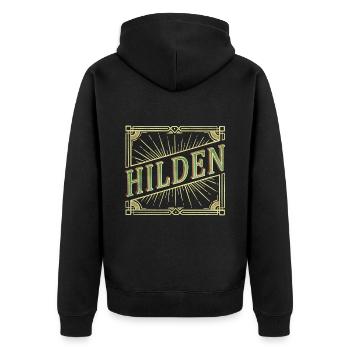 Hilden Germany City Font Vintage Retro - Unisex Premium Organic Zip Hoodie - black - Back - Nico (187cm)