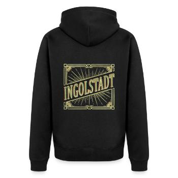 Ingolstadt Deutschland Stadt Schrift Vintage Retro - Unisex Premium Bio Zip Hoodie - Schwarz - Hinten - Nico (187cm)