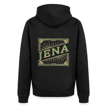 Jena Deutschland Stadt Schrift Vintage Retro - Unisex Premium Bio Zip Hoodie - Schwarz - Hinten - Nico (187cm)