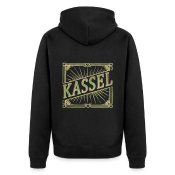 Kassel Germany City Font Vintage Retro - Unisex Premium Organic Zip Hoodie - black - Back - Nico (187cm)