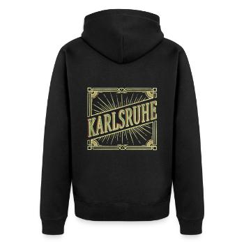 Karlsruhe Allemagne City Font Vintage Rétro - Veste à capuche bio Premium Unisexe - noir - Dos - Nico (187cm)