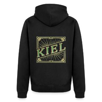 Kiel Allemagne City Police Vintage Rétro - Veste à capuche bio Premium Unisexe - noir - Dos - Nico (187cm)