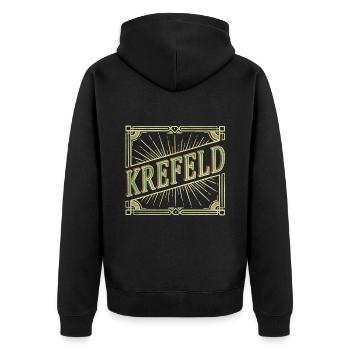 Krefeld Deutschland Stadt Schrift Vintage Retro - Unisex Premium Bio Zip Hoodie - Schwarz - Hinten - Nico (187cm)