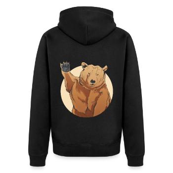 Russischer Bär mit dem Spruch Russische Seele für - Unisex Premium Bio Zip Hoodie - Schwarz - Hinten - Nico (187cm)