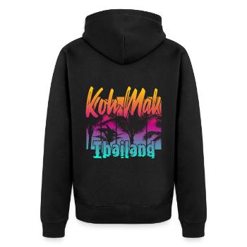Koh Mak Thailand - Unisex Premium Bio Zip Hoodie - Schwarz - Hinten - Nico (187cm)