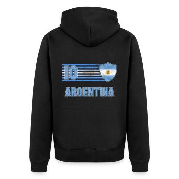 Argentinien Fußball Mannschaft - Unisex Premium Bio Zip Hoodie - Schwarz - Hinten - Nico (187cm)