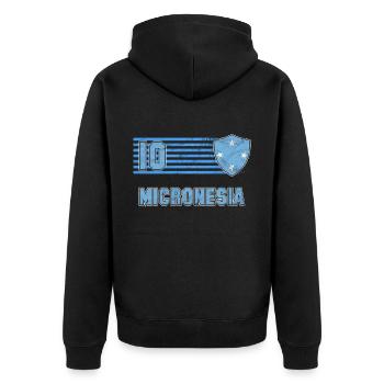 Mikronesien Fußball Mannschaft - Unisex Premium Bio Zip Hoodie - Schwarz - Hinten - Nico (187cm)