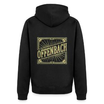 Offenbach Deutschland Stadt Schrift Vintage Retro - Unisex Premium Bio Zip Hoodie - Schwarz - Hinten - Nico (187cm)