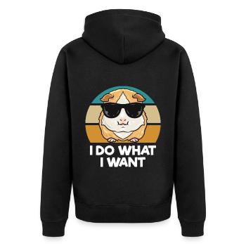 Meerschweinchen Liebhaber | Haustiere Geschenkidee - Unisex Premium Bio Zip Hoodie - Schwarz - Hinten - Nico (187cm)