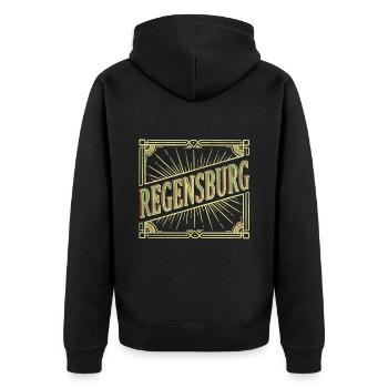Regensburg Allemagne City Font Vintage Retro - Veste à capuche bio Premium Unisexe - noir - Dos - Nico (187cm)