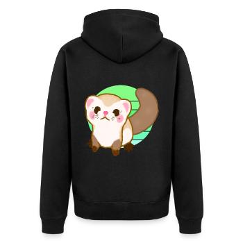 Frettchen Sonnenuntergang - Unisex Premium Bio Zip Hoodie - Schwarz - Hinten - Nico (187cm)